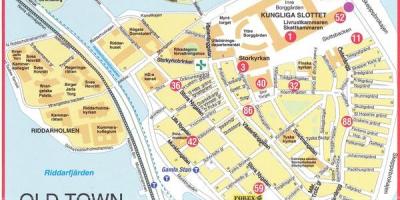 Kaart van de oude binnenstad van Stockholm Zweden