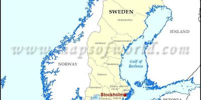 Stockholm in de kaart van de wereld