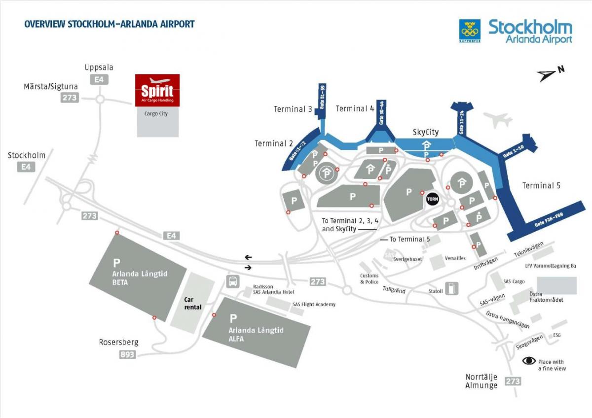 kaart van de luchthaven arlanda