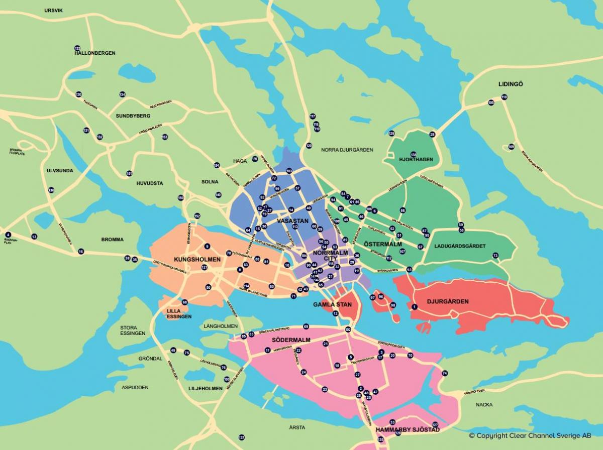 kaart van city bike Stockholm kaart
