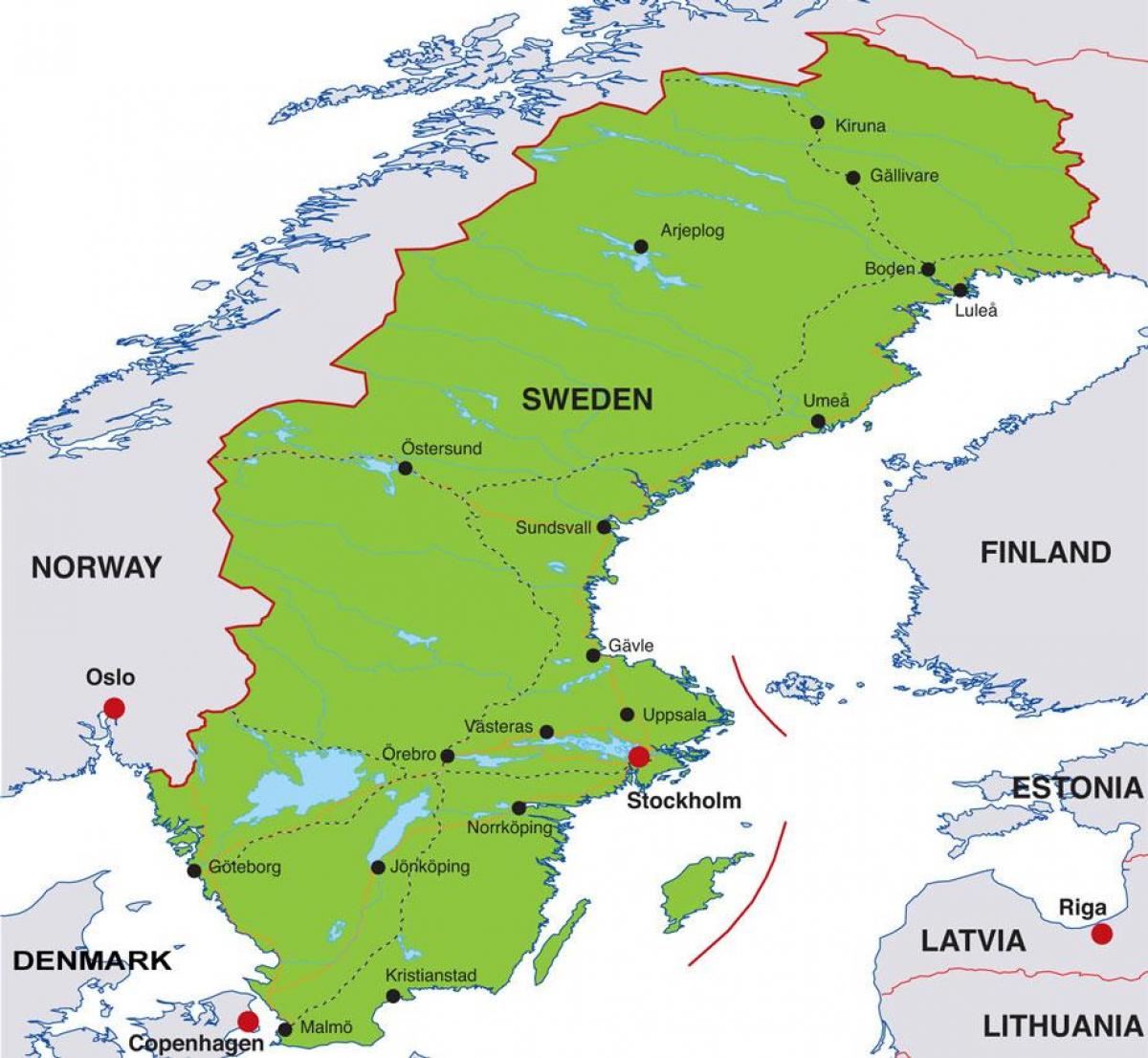 de hoofdstad van Zweden kaart bekijken