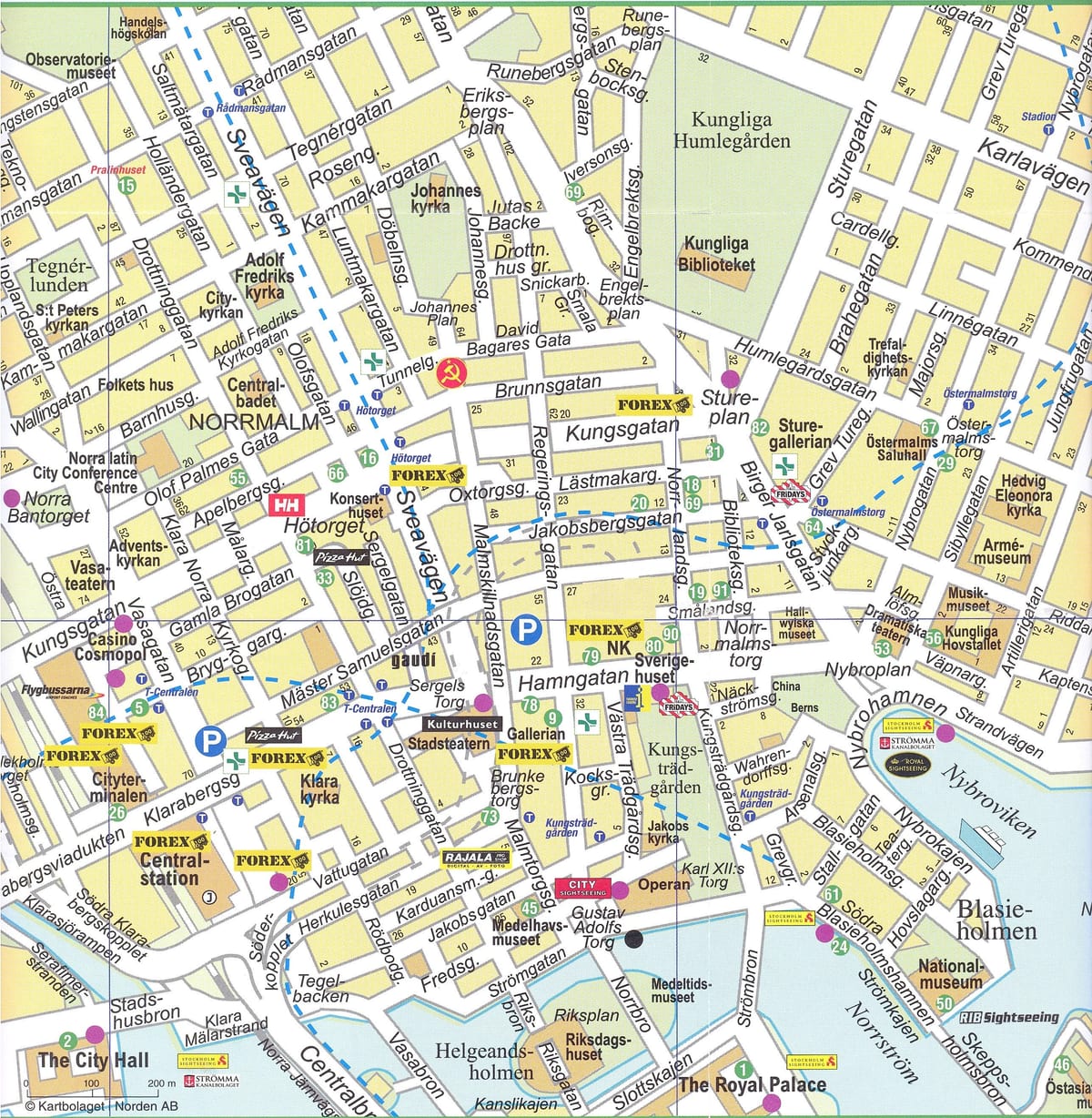 kaart van het centrum van Stockholm