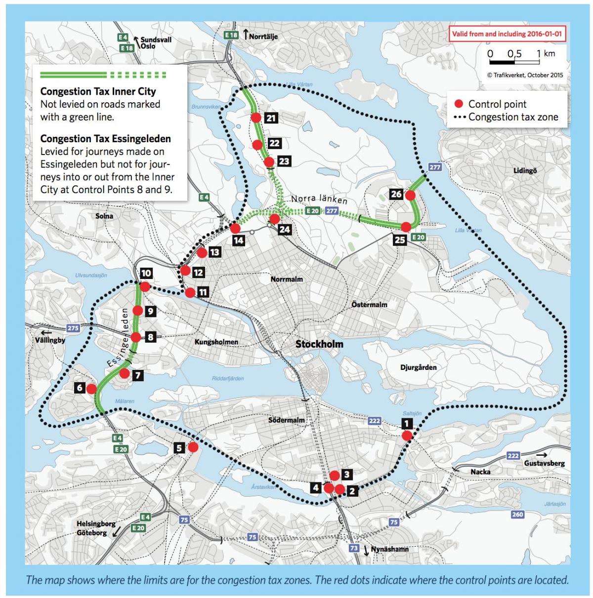 kaart van Stockholm congestion charge