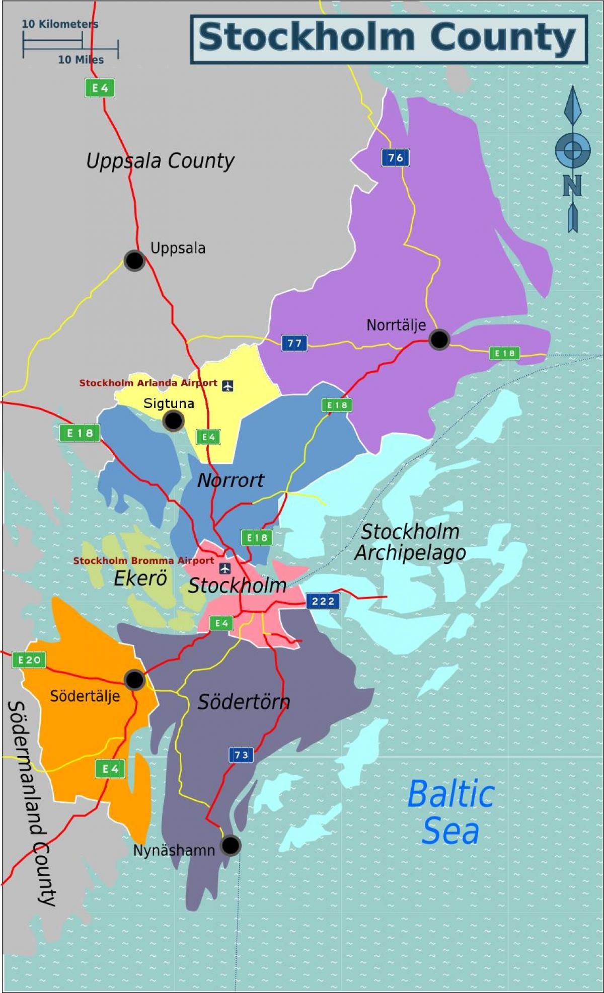 kaart van Stockholm county