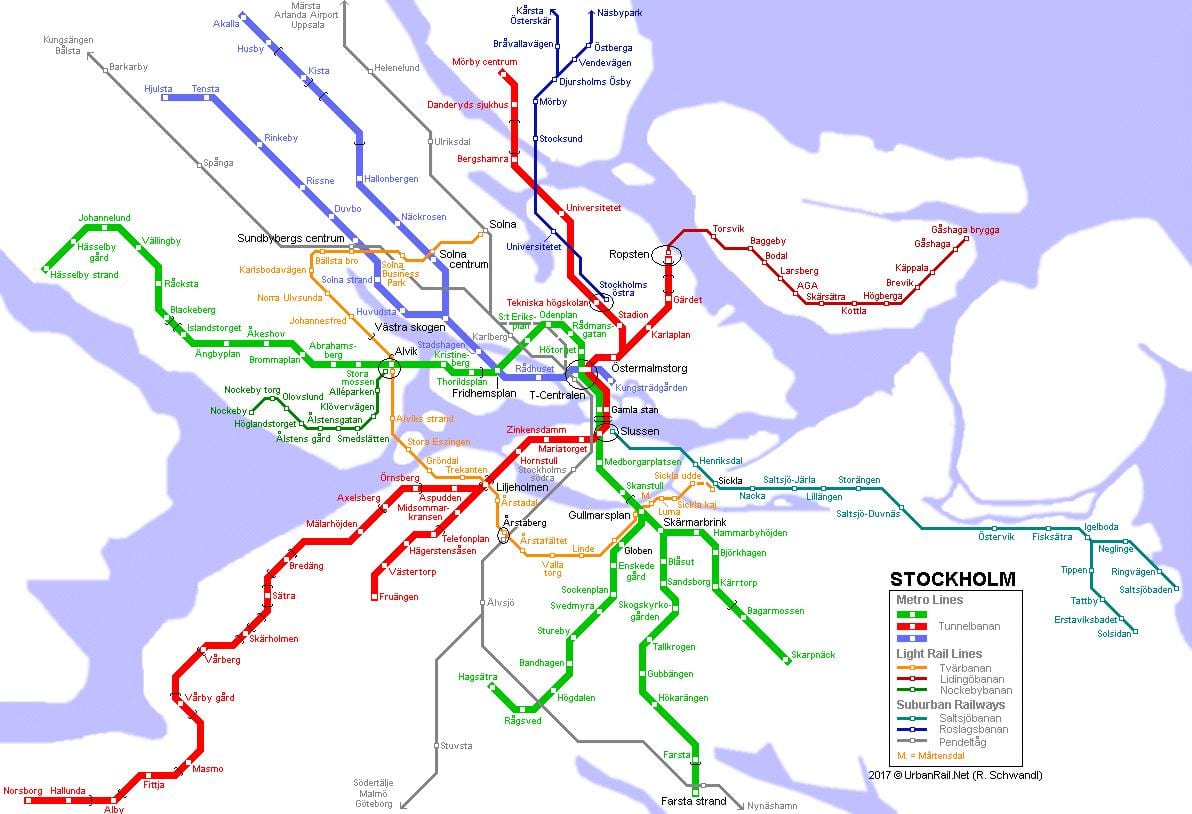 kaart metro van Stockholm