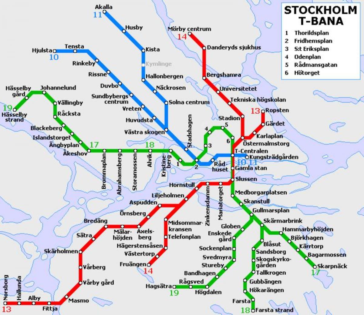 het openbaar vervoer in Stockholm kaart