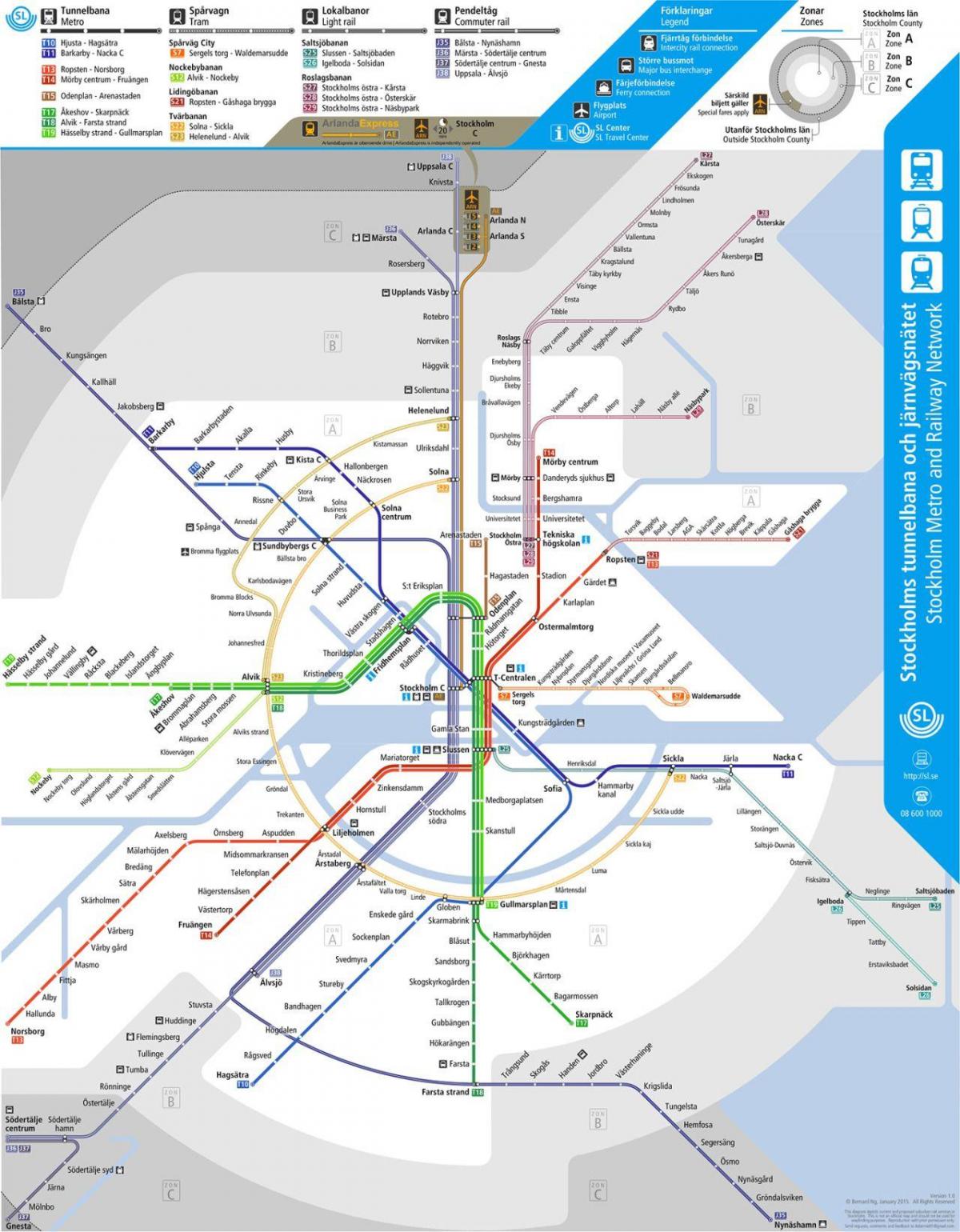openbaar vervoer kaart van Stockholm