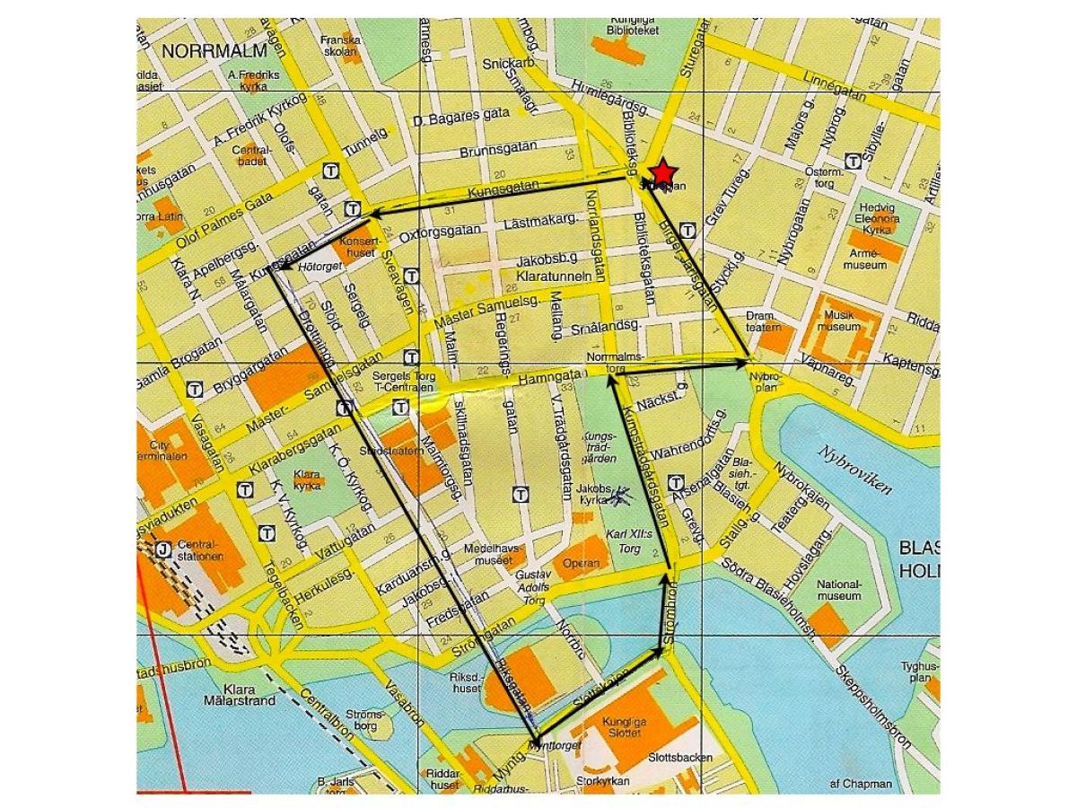 een wandeltocht van Stockholm kaart