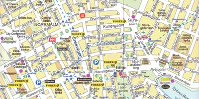 Kaart van het centrum van Stockholm