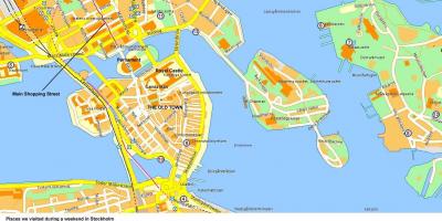 Kaart van het centrum van Stockholm