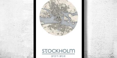 Kaart van Stockholm kaart poster