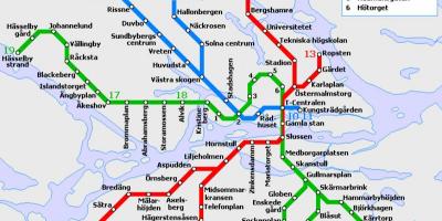 Het openbaar vervoer in Stockholm kaart