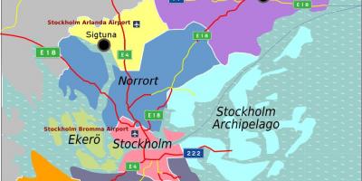 Kaart van Stockholm voorsteden